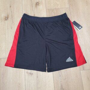 Adidas Mens Athletic Shorts Pockets Black Red Size 2XL (XL? READ!) Gym Sport NWT